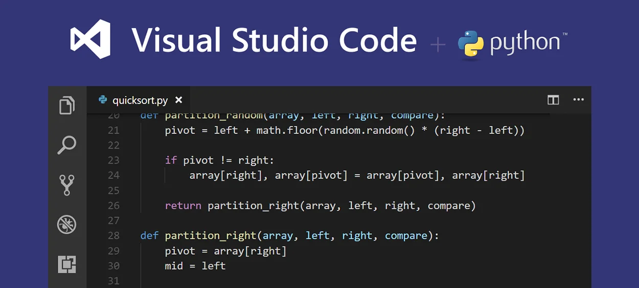 Logotipo del entorno de desarrollo o IDE denominado Visual Studio Code para Python
