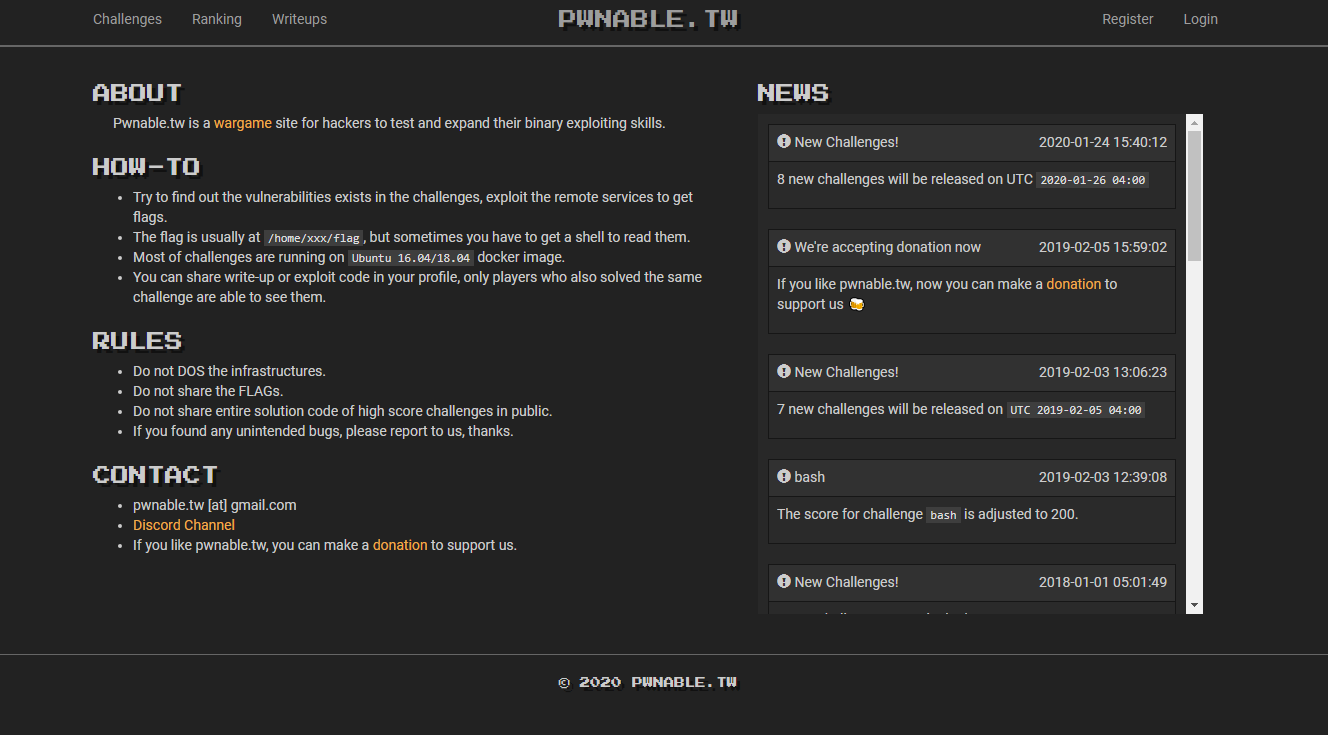 Pwnable.tw es un sitio de wargame para que los hackers prueben y amplíen sus habilidades de explotación binaria