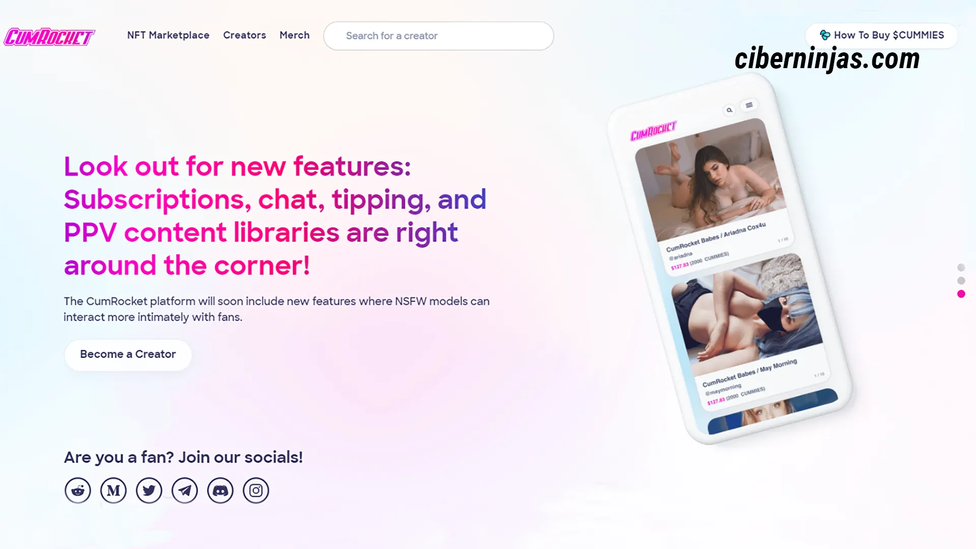 CumRocker es un importante mercado de NFT y Tokens para la industria del porno y los adultos