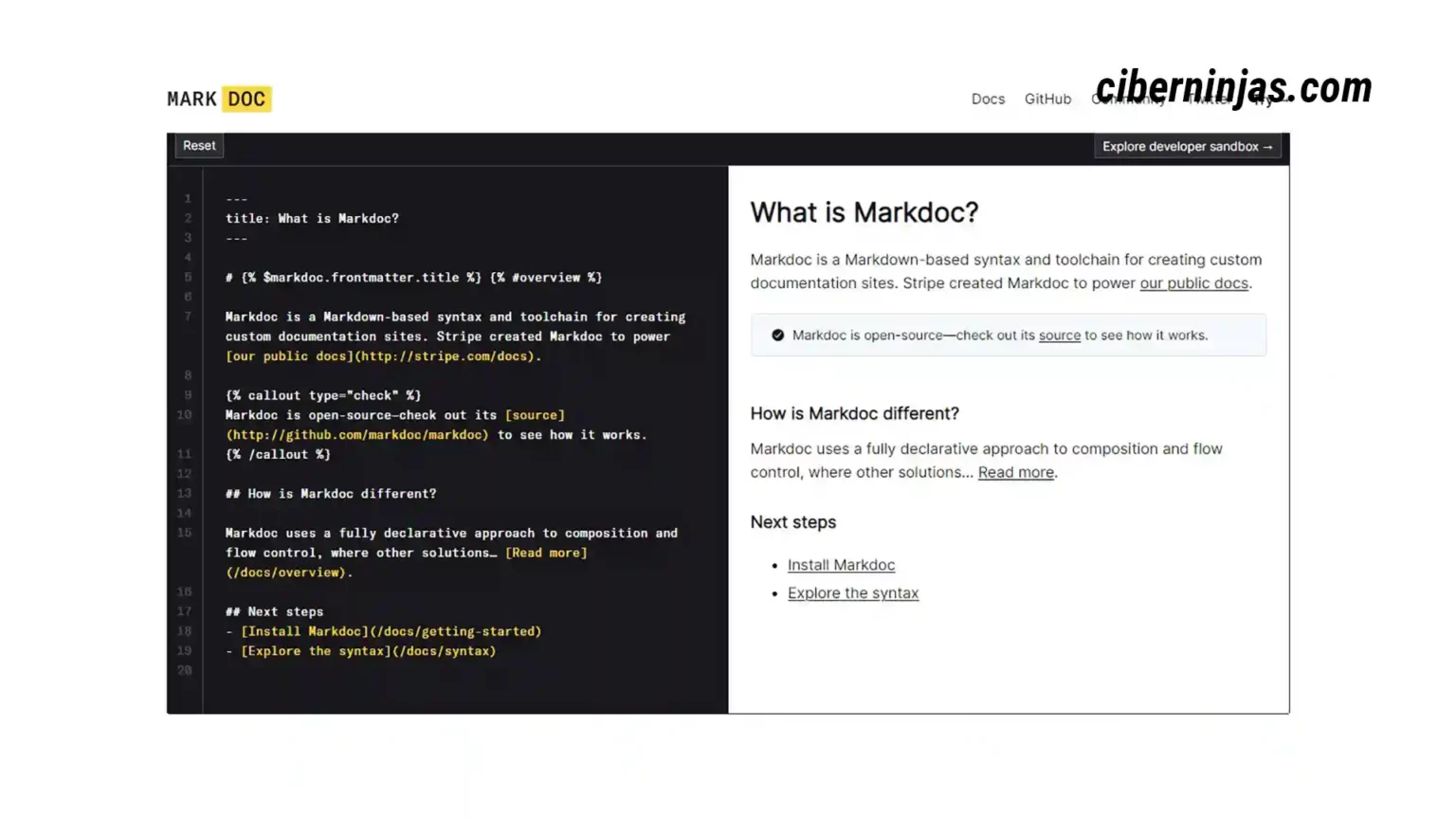 Markdoc: Framework para la creación de documentación basado en Markdown desarrollado por Stripe
